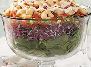 Layered Tortellini Spinach Salad